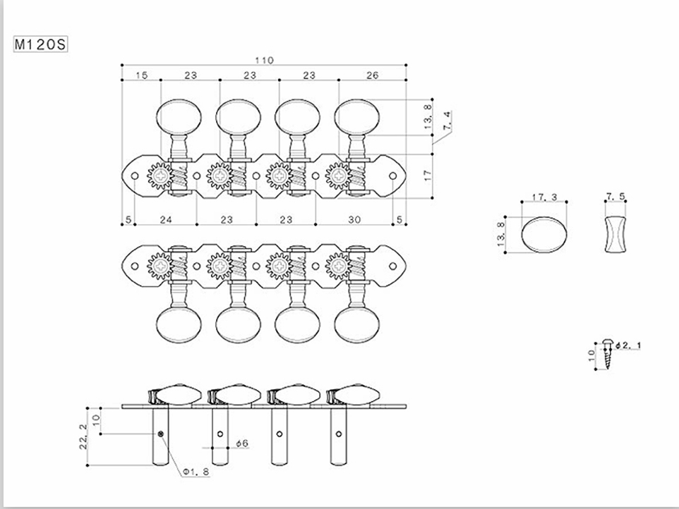 Gotoh M120S N Tuning machines for 8-string Bouzouki and Mandolin - Image 2